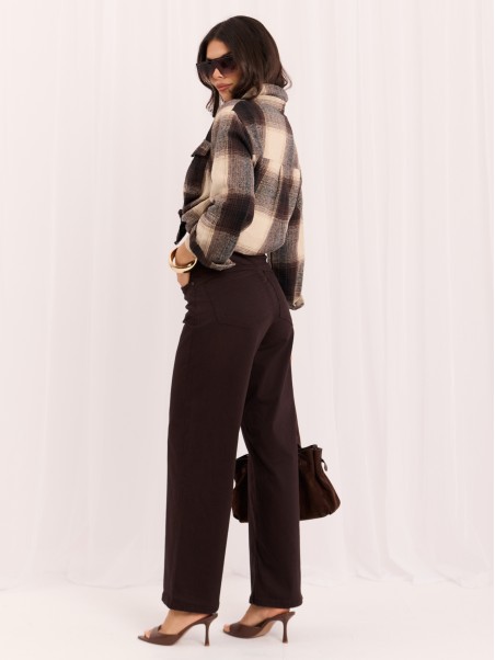 Spodnie jeans-D60140BA62672A2-ciemny brązowy