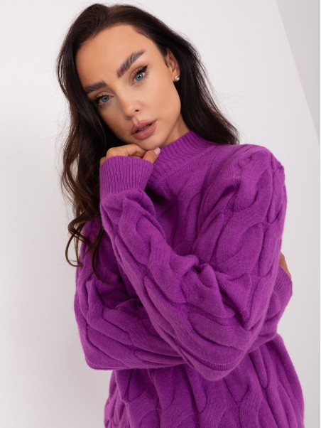 Sweter-AT-SW-2235.00P-ciemny fioletowy