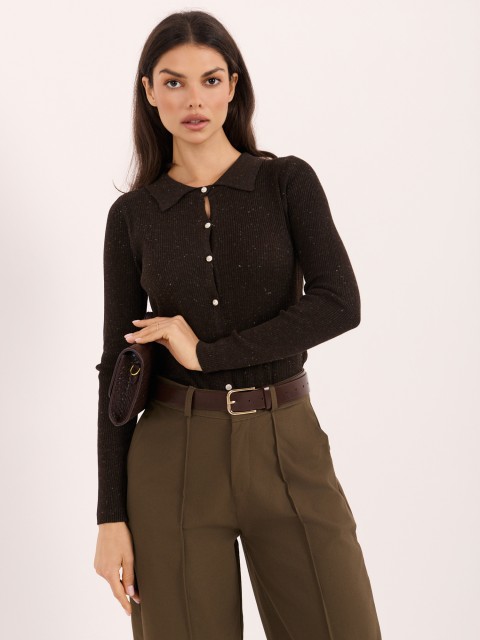 Sweter-PM-SW-SF391.28-brązowy 2