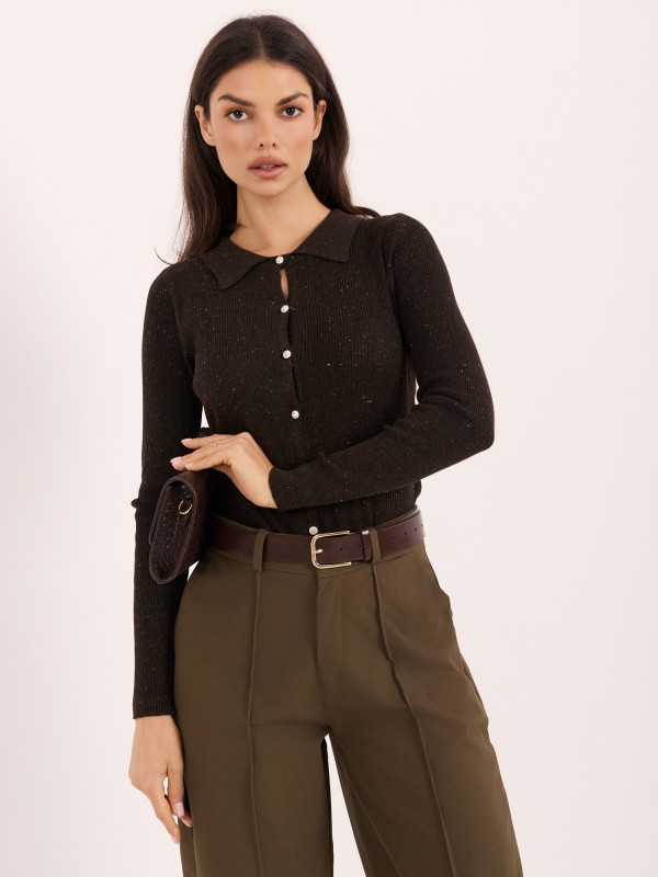 Sweter-PM-SW-SF391.28-brązowy