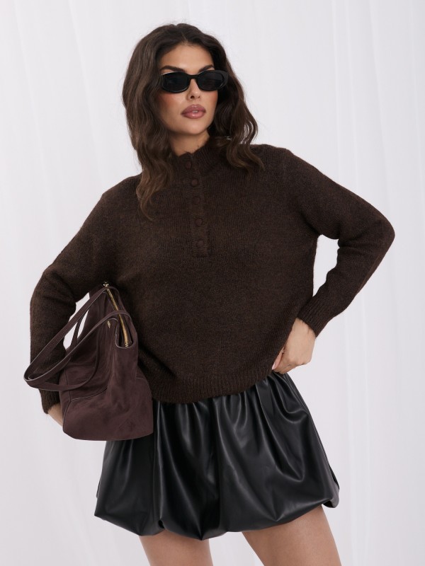 Sweter-IR-SW-K17003.99-ciemny brązowy