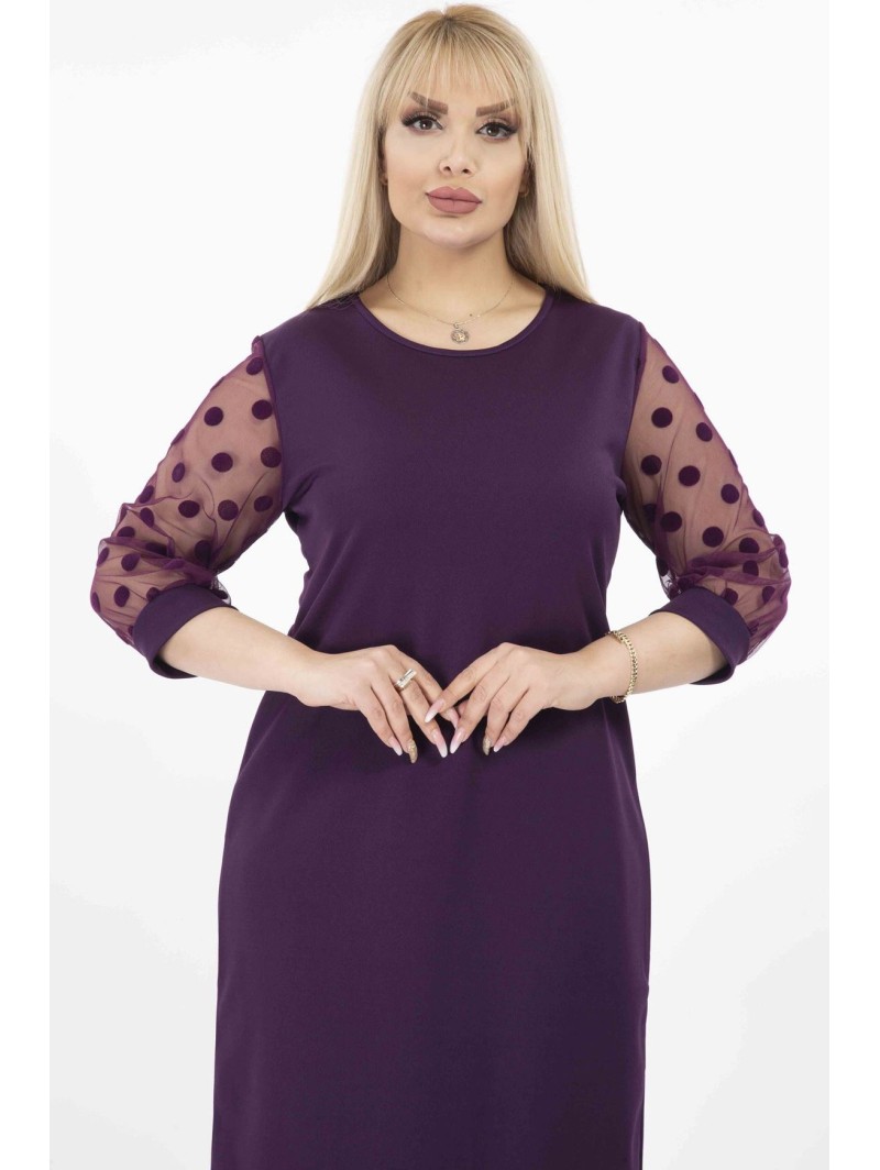 Violetinė suknelė su rutuliukais ❤️ Suknelės apkūnioms