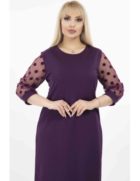 Violetinė suknelė su rutuliukais ❤️ Suknelės apkūnioms