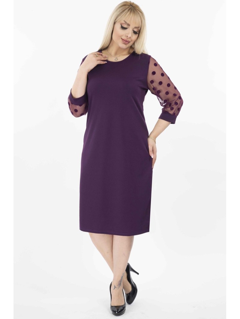 Violetinė suknelė su rutuliukais ❤️ Suknelės apkūnioms