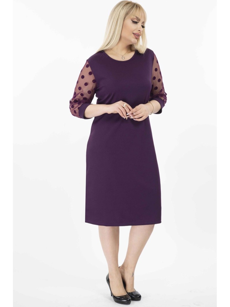 Violetinė suknelė su rutuliukais ❤️ Suknelės apkūnioms