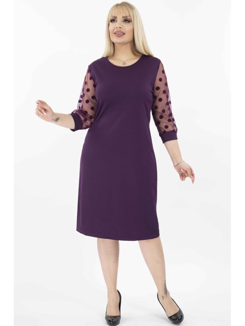 Violetinė suknelė su rutuliukais ❤️ Suknelės apkūnioms