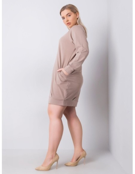 Sukienka-RV-SK-6296.99-ciemny bezowy