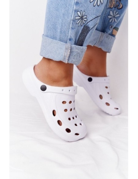 Women's White Foam Flip Flops EVA Dots