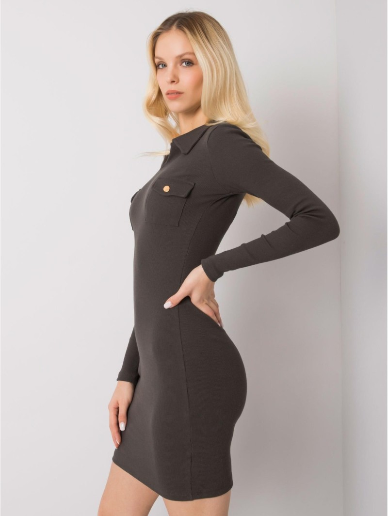 Sukienka-RV-SK-7435.38-ciemny khaki Sukienka-RV-SK-7435.38-ciemny khaki