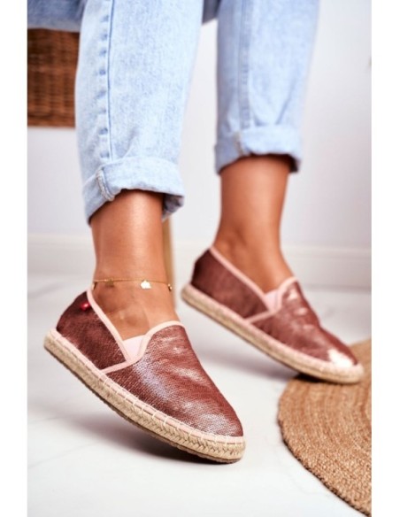 Moterų espadrilių pintas padas Pink Big Star DD274A163