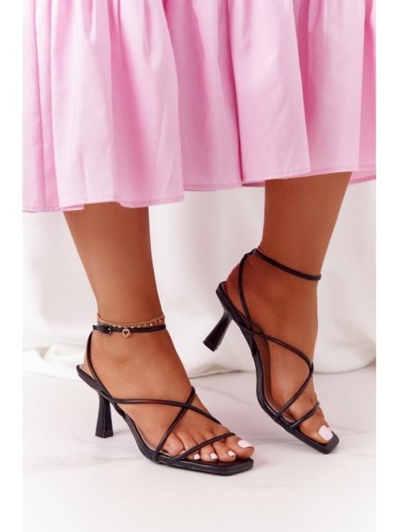High Heel Sandals With Square Toe S.Barski C420-11 Black 2