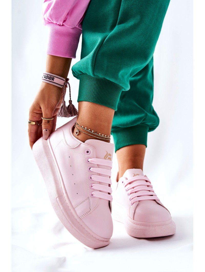 Leather Sneakers On A Platform Pink Lemmy