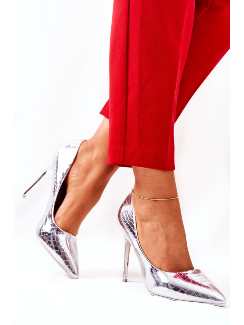 Snake Pattern Stilettos Silver Tissoria