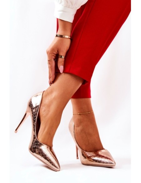 Snake Pattern Stilettos Pink Gold Tissoria