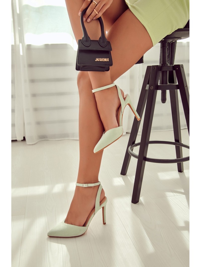 Suede Buckle Heels Light green Kharen