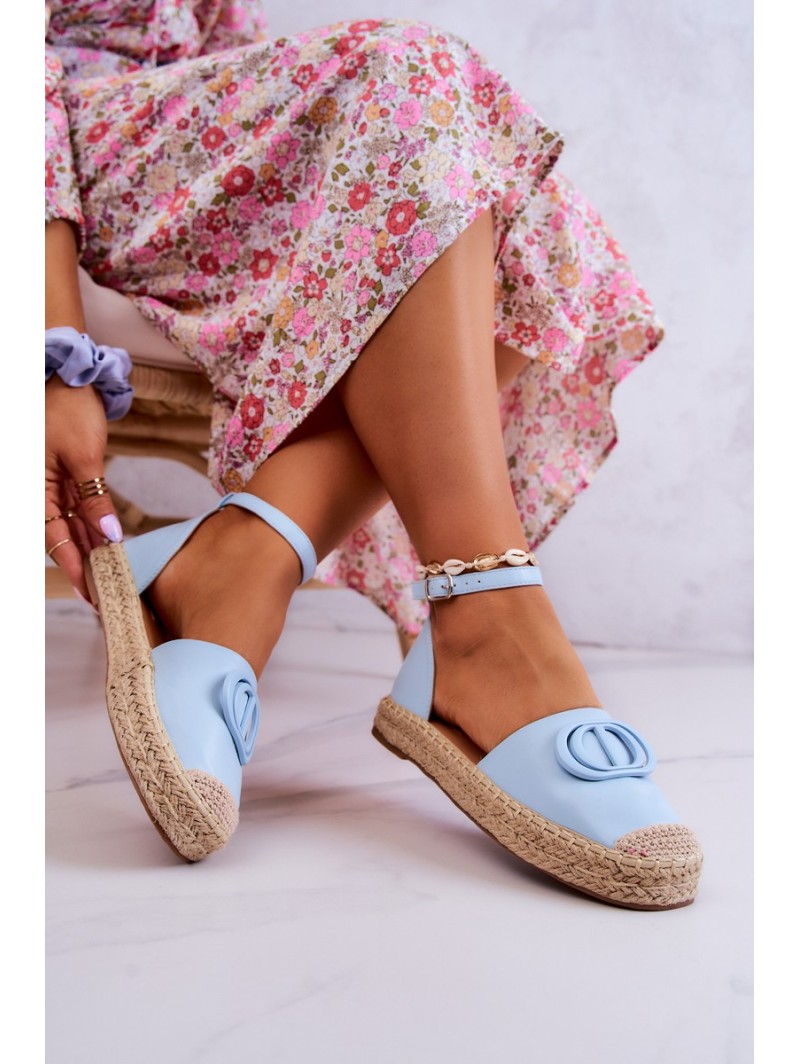 Leather Espadrilles With Decoration Blue Nells