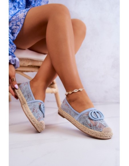 Women's Lace Espadrilles With Decoration Blue Summer Dream