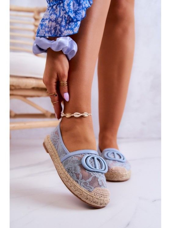 Women's Lace Espadrilles With Decoration Blue Summer Dream 2