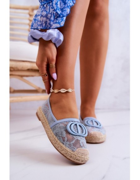 Women's Lace Espadrilles With Decoration Blue Summer Dream