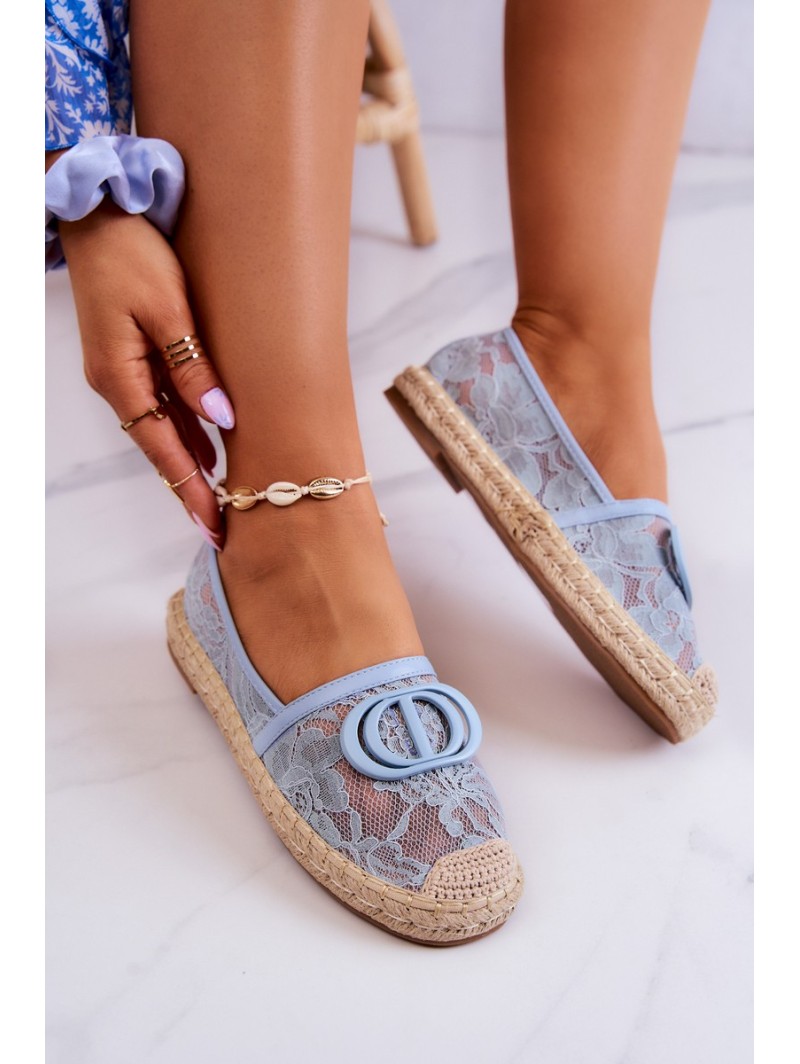 Women's Lace Espadrilles With Decoration Blue Summer Dream