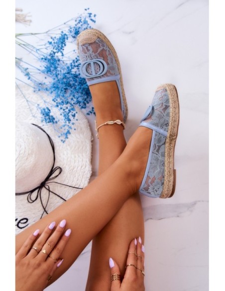 Women's Lace Espadrilles With Decoration Blue Summer Dream