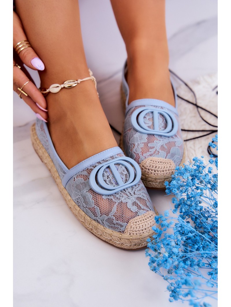 Women's Lace Espadrilles With Decoration Blue Summer Dream