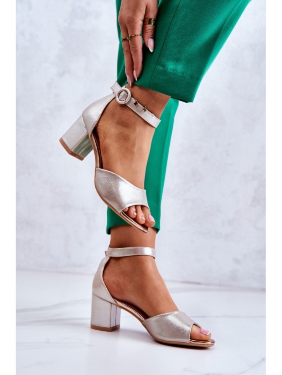 Leather High Heel Sandals Vinceza 23-20100 Golden 2
