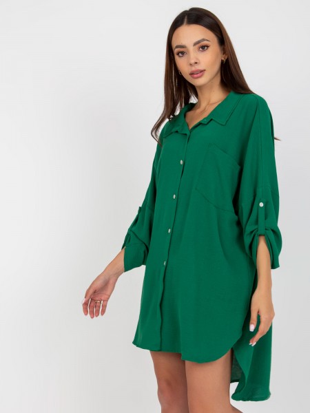 Žalios spalvos ilgi marškiniai-suknelė